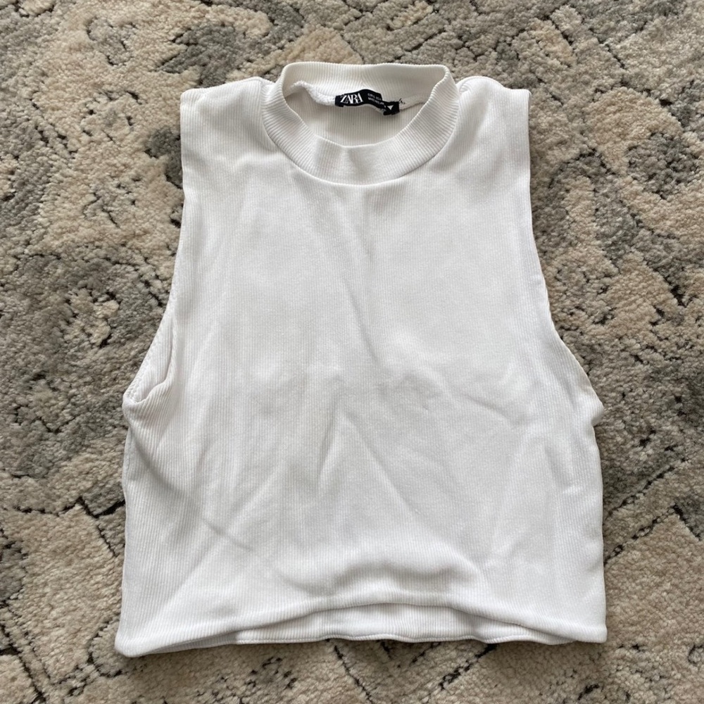 Zara White Boxy Crop Tank Top